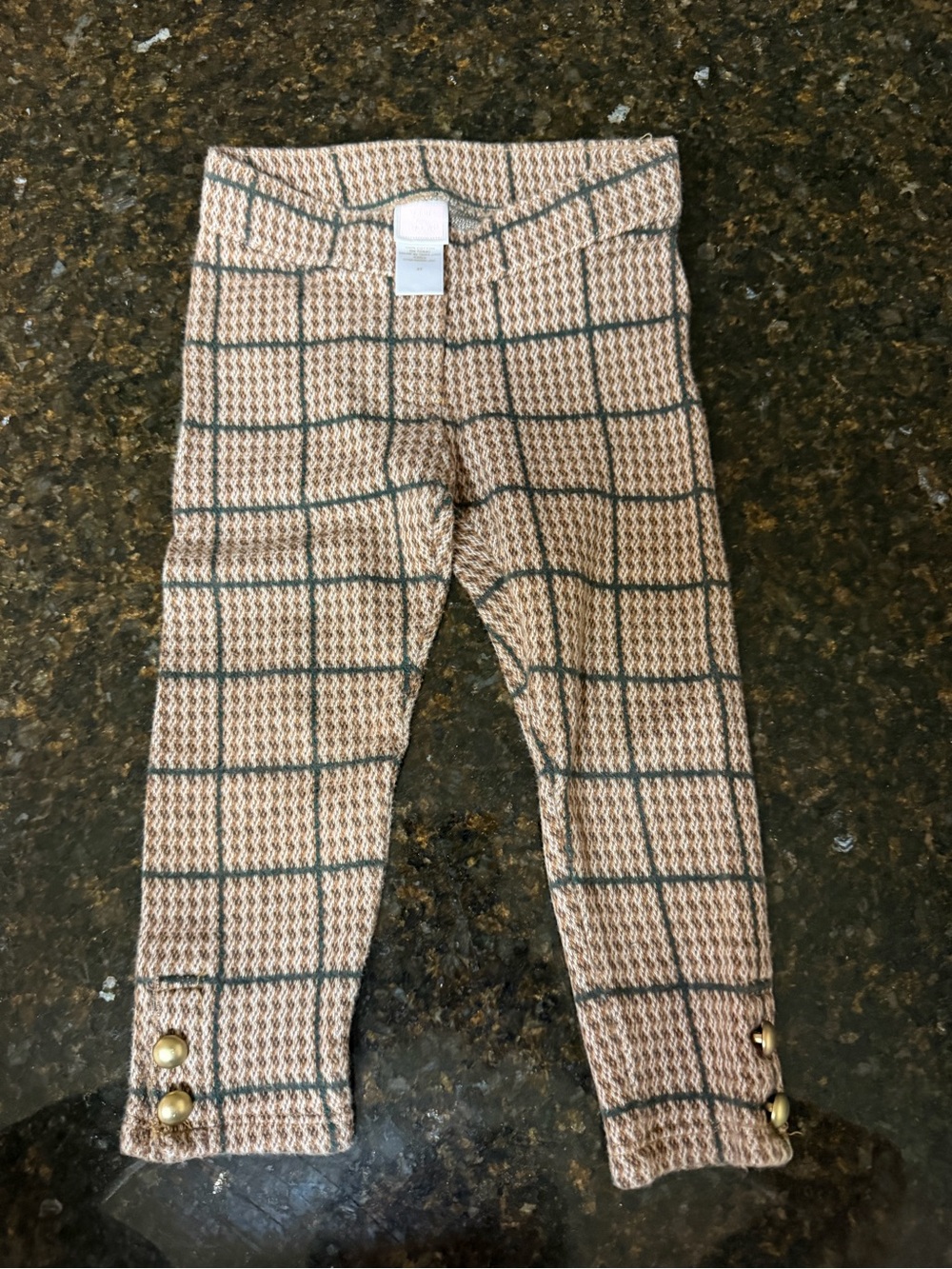 Janie & Jack.
Kids Plaid Knit Leggings with Button Detail - Beige